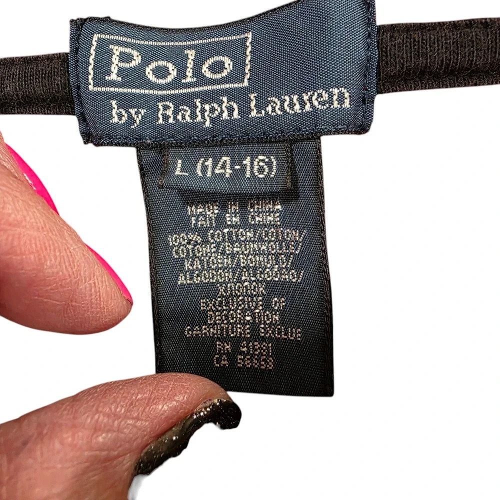 Polo By Ralph Lauren Polo Top Red Black L Long Sleeve Colorblock Pony‎ Pullover